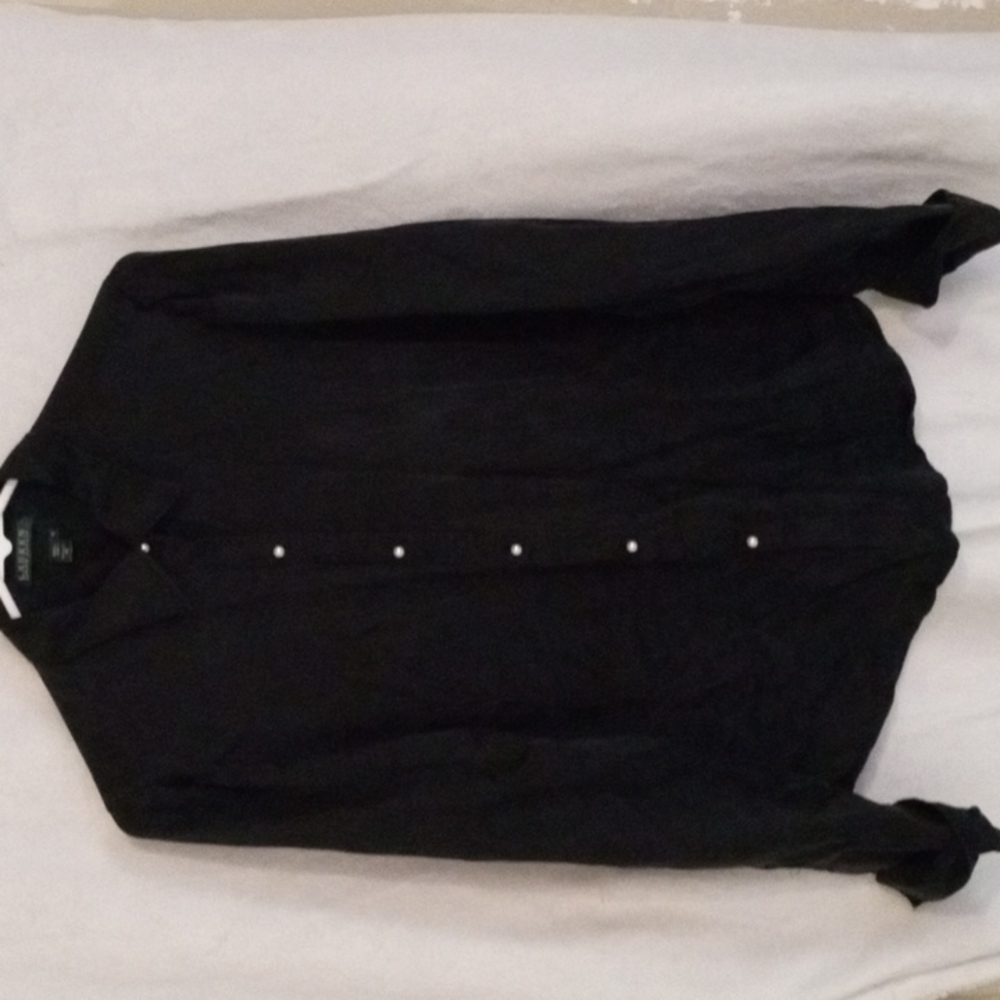 Lauren Ralph Lauren Silk long sleeve pearl button top NWOT